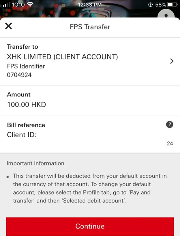 Confirm the transfer details.